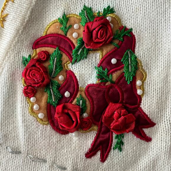 VINTAGE 90s Sarah Bentley Christmas Cardinal Ugly Christmas Sweater Vest Size L - Picture 2 of 5